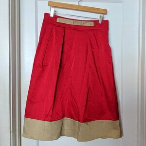 Adolfo Domínguez Boutique Designer Maxi/Midi Skirt Red Tan Size EUR 42 US 8